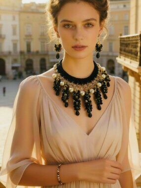 Handmade Crystal Necklace with Matching Earrings & Bracelet